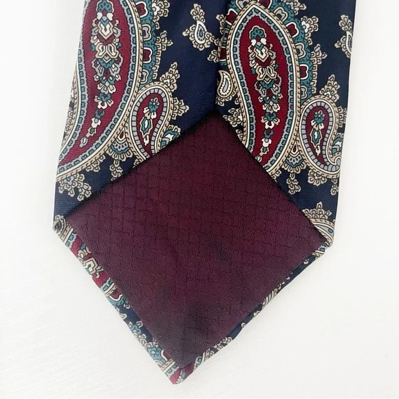 Dior Navy and Burgundy Paisley Tie - Picture 6 of 7